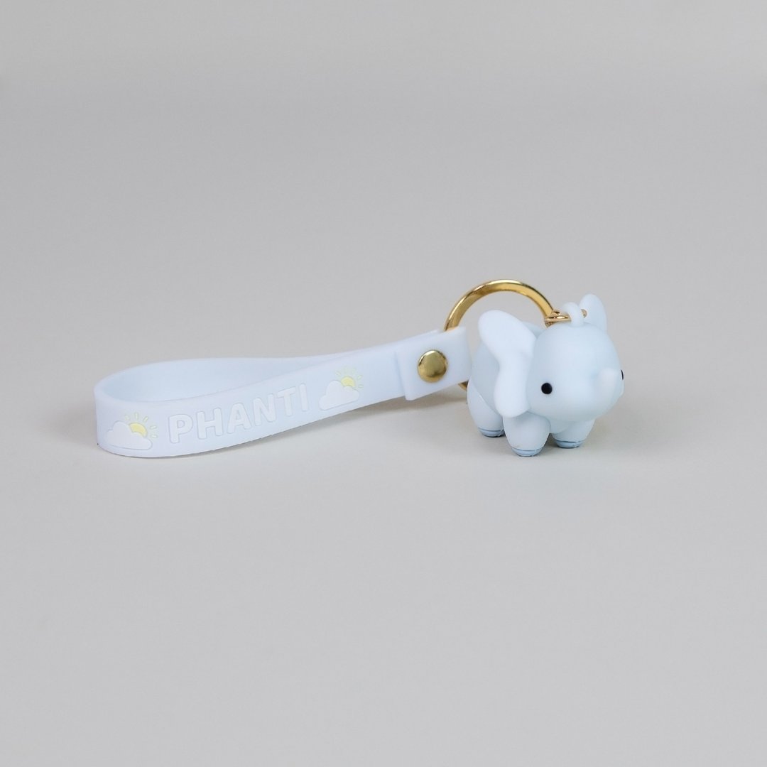 Bellzi | Phanti Figure Keychain 大象立体公仔吊饰 - 钥匙链/钥匙包 - 硅胶 银色