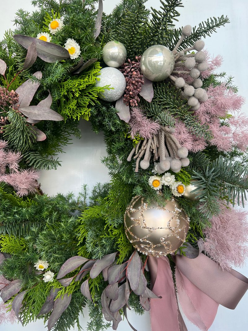 粉色系浪漫风圣诞花圈 - 干燥花/捧花 - 植物．花 粉红色