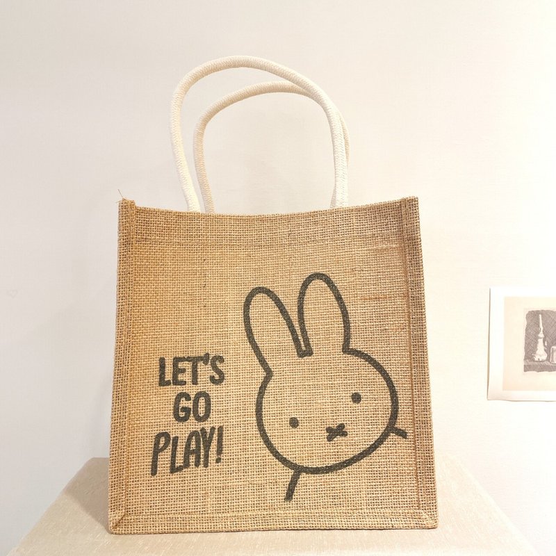 MIFFY授权 | 亚麻野餐手提袋 (M) - LET'S GO PLAY! - 手提包/手提袋 - 棉．麻 