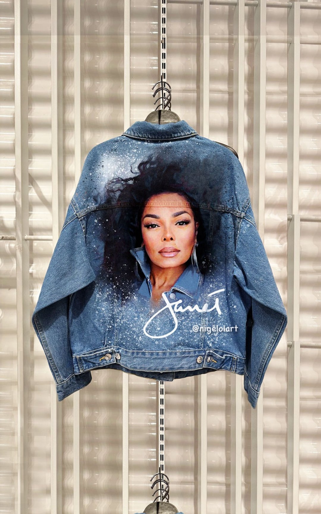 珍娜·杰克森 (Janet Jackson) Together Again 演唱会巡回画作丹宁外套 订制外套 - 女装休闲/机能外套 - 棉 蓝色