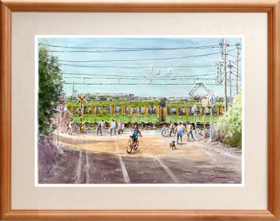 水彩画原画 江之电・镰仓高校前平交道17 - 海报/装饰画/版画 - 纸 绿色