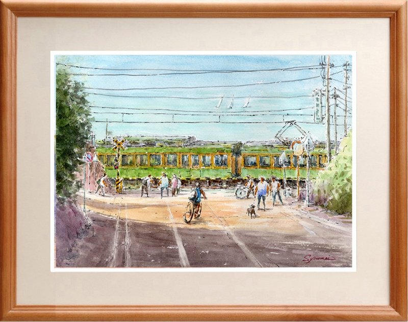 水彩画原画 江之电・镰仓高校前平交道17 - 海报/装饰画/版画 - 纸 绿色