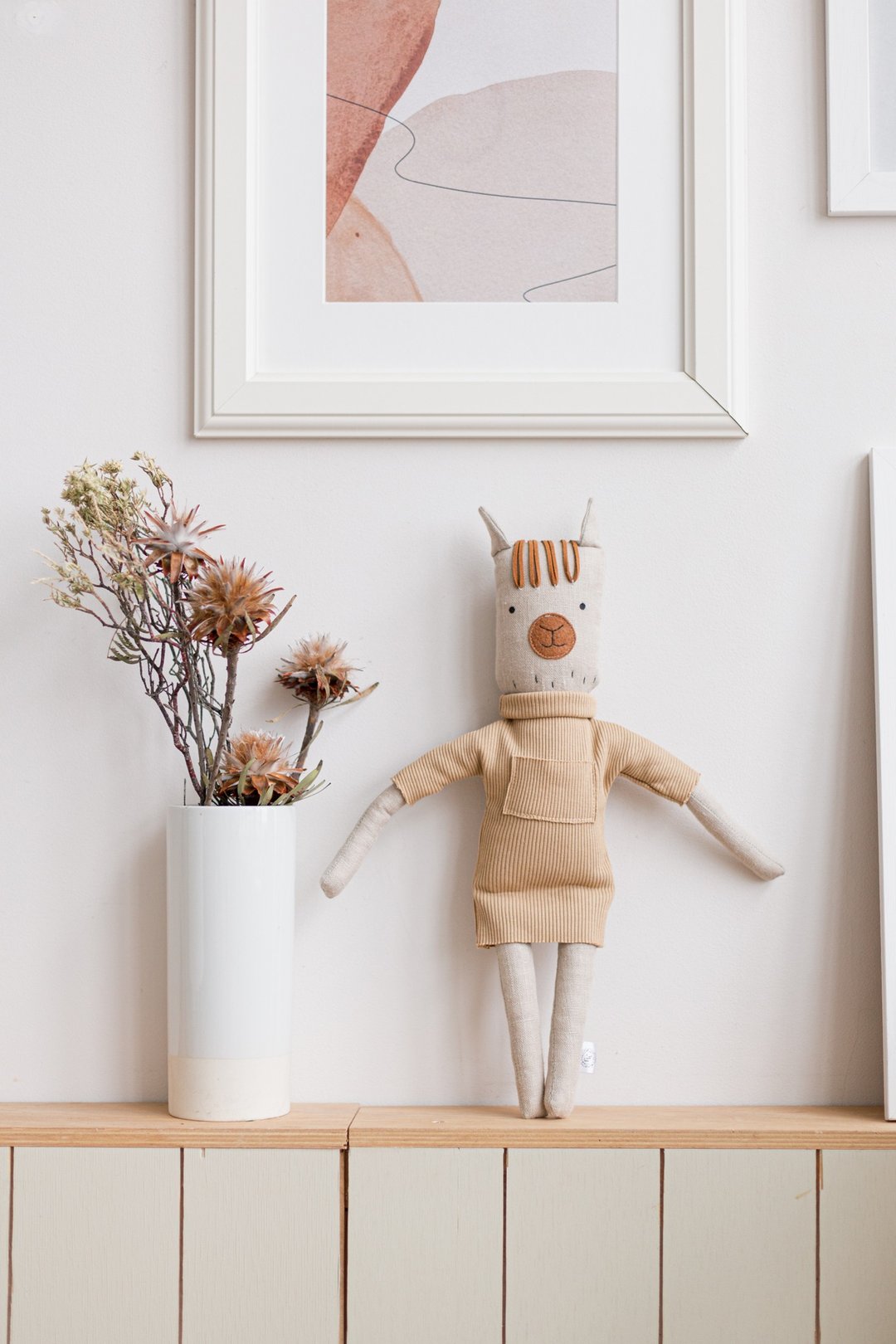 Soft toys for babies, Soft baby toy, Lama Animal Toy, Linen Lama doll, Stuff toy - 玩具/玩偶 - 环保材料 灰色
