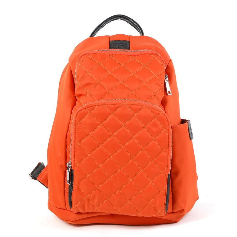 最后一件!旅行大吉的防抢后背包_菱形压纹设计可放A4_名品橘 - 后背包/双肩包 - 防水材质 红色