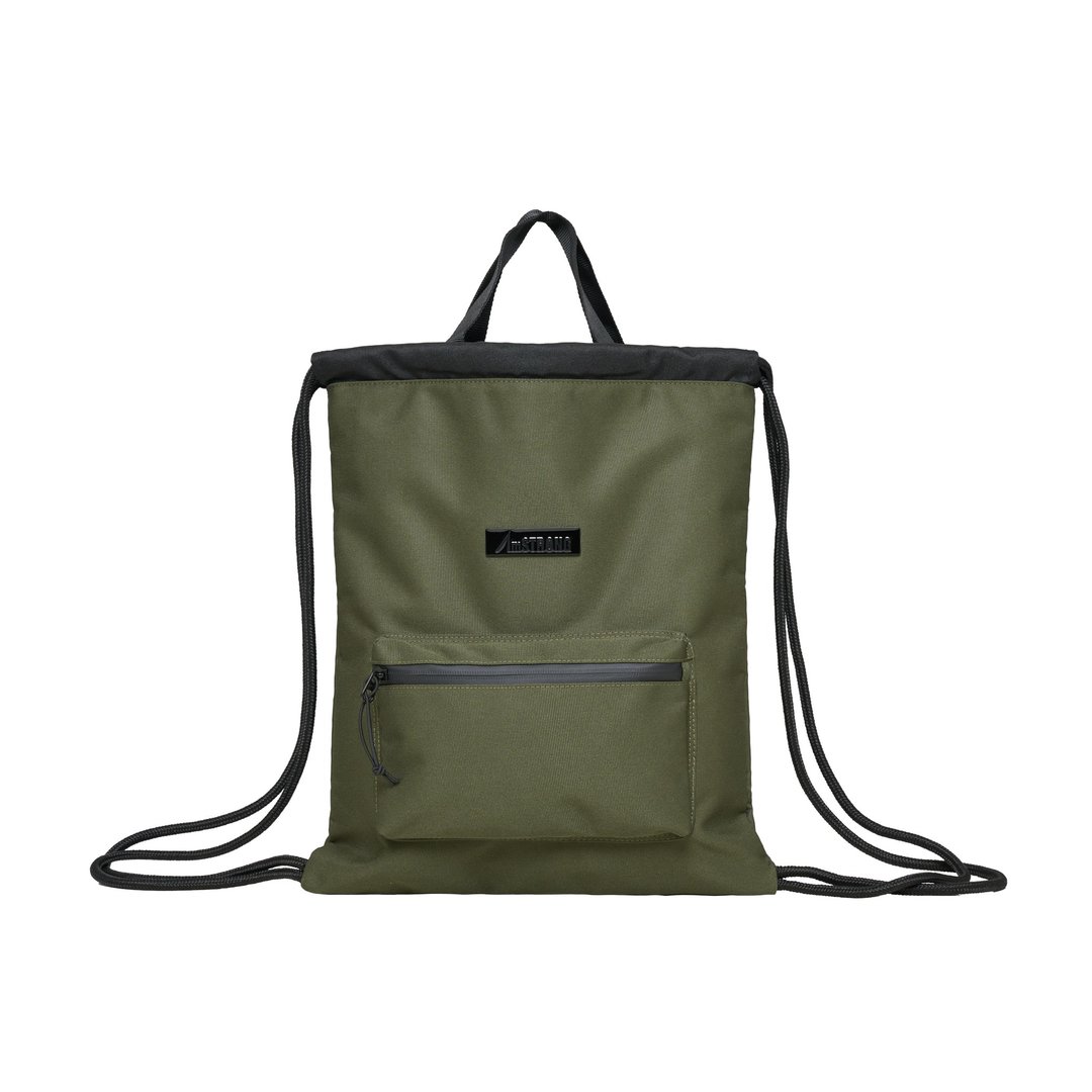【型动探索】02-DRAWSTRING BAG 索绳包 墨绿 - 束口袋双肩包 - 聚酯纤维 绿色