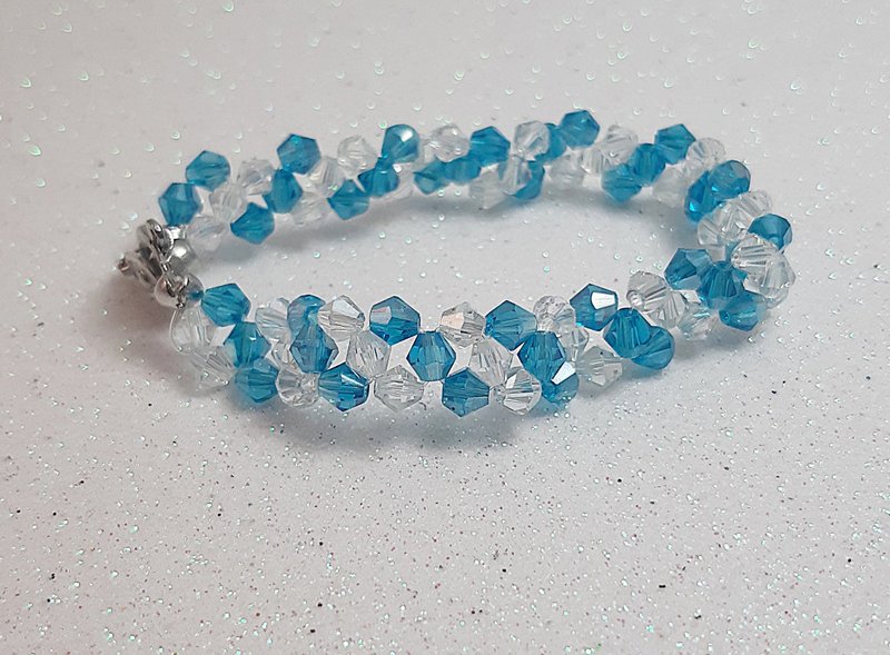 ฺBlue Handmade Casual Style Beaded Bracelet Fashion Cute Beautiful Gift - 手链/手环 - 塑料 蓝色