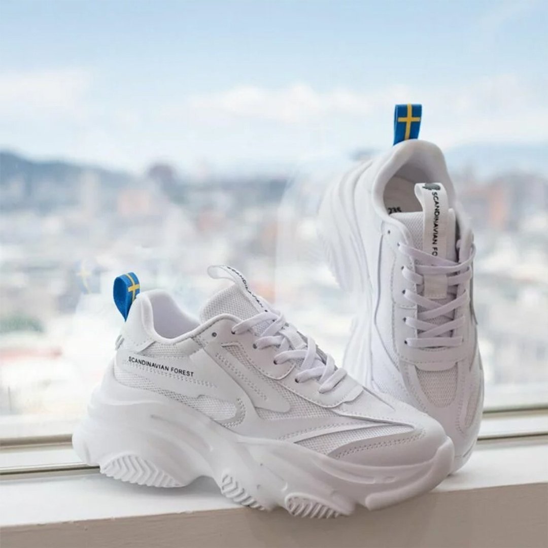 SCANDINAVIAN FOREST北欧小刺猬-FLOW608长腿轻量复古老爹鞋 - 女款休闲鞋 - 聚酯纤维 白色