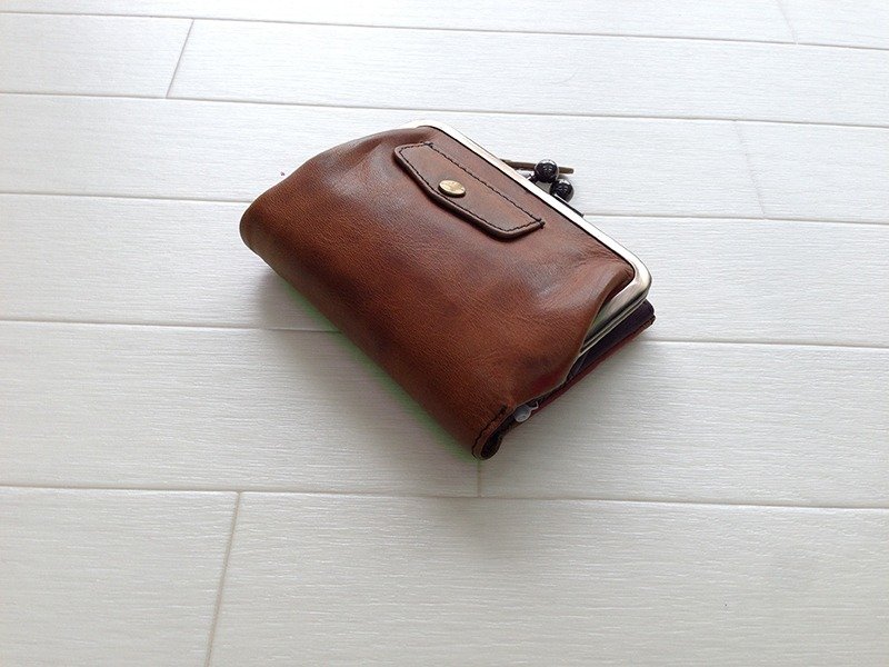 leather wallet pocket fold wallet cowhide - 皮夹/钱包 - 真皮 咖啡色