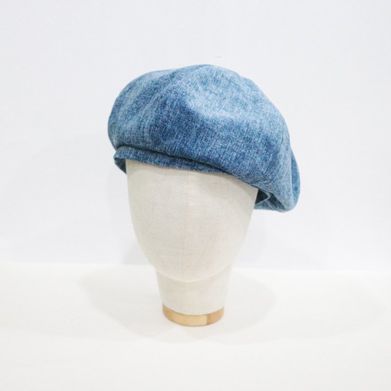 JOJA│[限量] 冰蓝绒布贝蕾 / S-M可调式/ 贝蕾帽 / 画家帽 - 帽子 - 棉．麻 蓝色