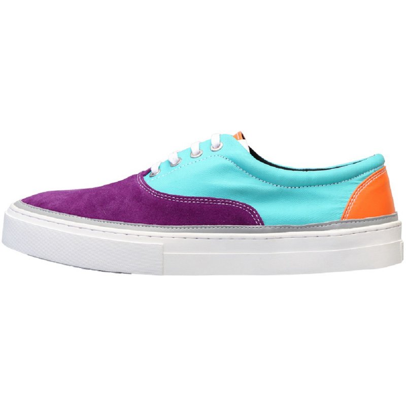 手工制作 低帮真皮 拼色 休闲鞋 男女款板鞋 - 男款休闲鞋 - 棉．麻 紫色