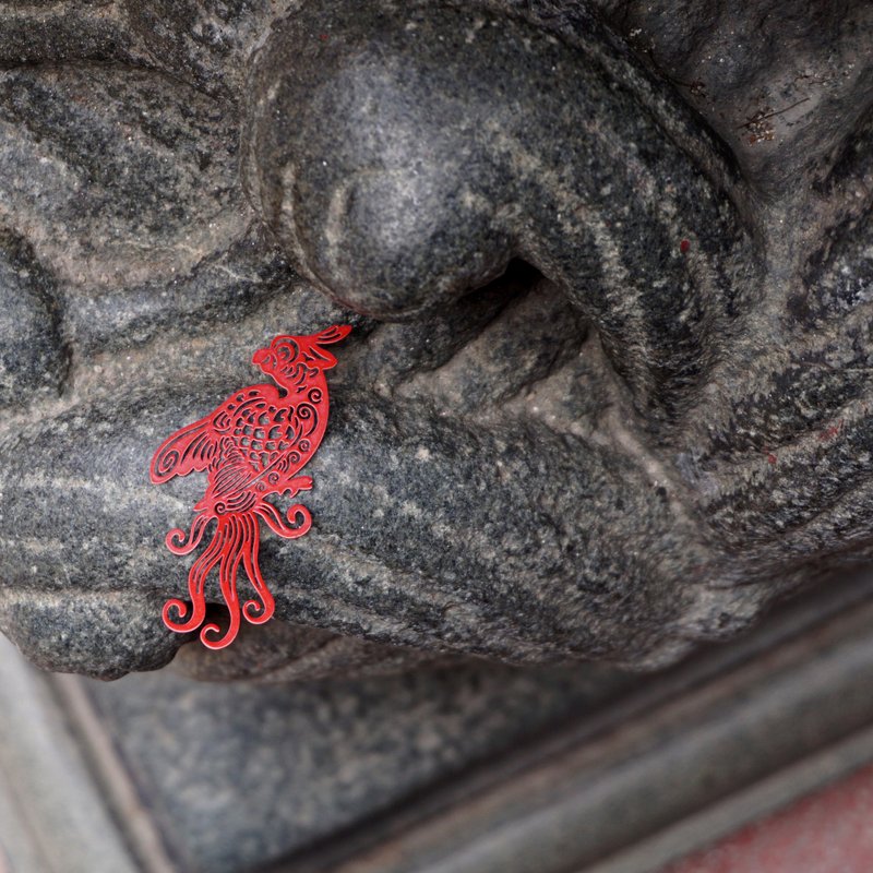 麦麦大节庆-鸾凤飞举 金属书签-红 | 文化节庆 开运祈福 文具送礼 - 书签 - 不锈钢 红色