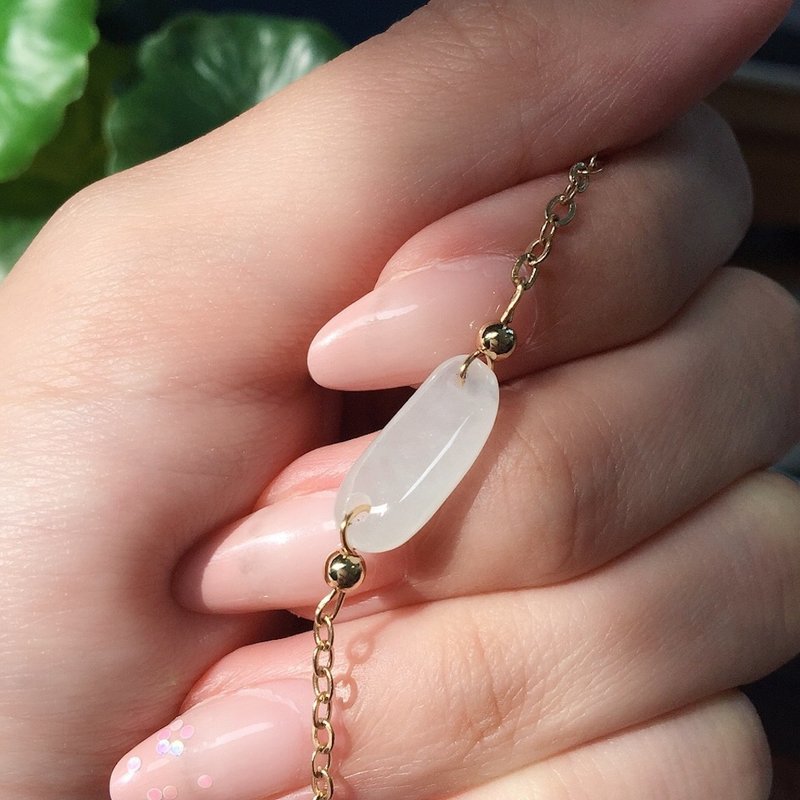 冰种翡翠设计款手链14K包金| 天然缅甸玉翡翠A货 | 送礼 - 手链/手环 - 玉石 透明