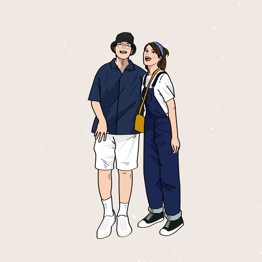 Zark 似颜绘 情侣 漫画卡通插图似颜绘插画人像画像【定制】 - 卡片/明信片 - 其他材质 卡其色