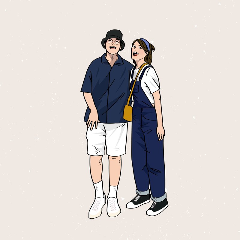 Zark 似颜绘 情侣 漫画卡通插图似颜绘插画人像画像【定制】 - 卡片/明信片 - 其他材质 卡其色