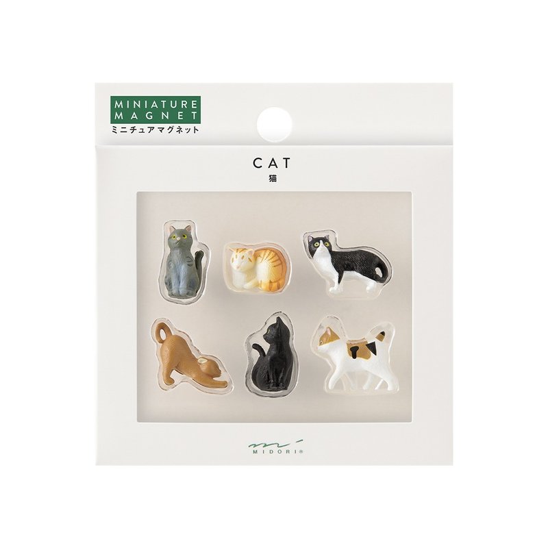 MIDORI 迷你造型磁铁 6 入-猫咪 - 冰箱贴/磁贴 - 其他金属 多色