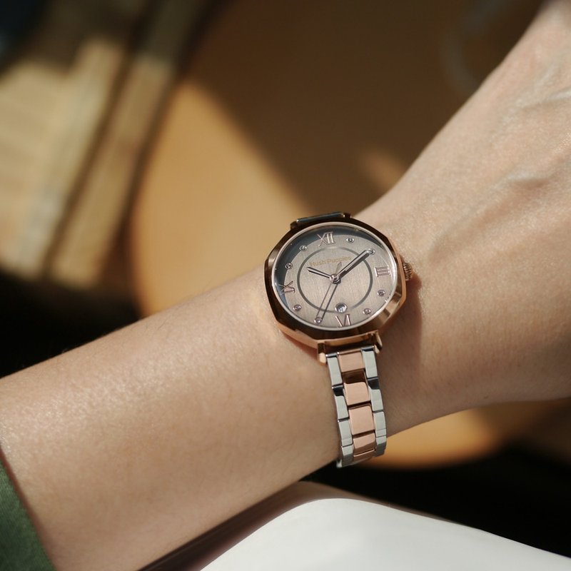 Hush Puppies 晶钻罗马八角女表(HP3902)-灰褐 - 女表 - 不锈钢 咖啡色