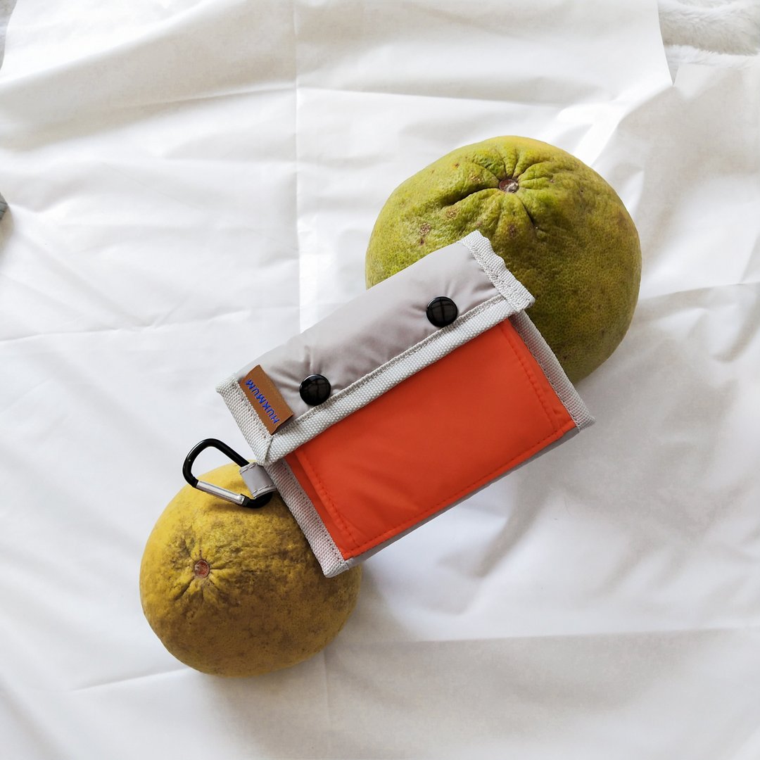 Pick lanyard wallet : Gray orange - 皮夹/钱包 - 尼龙 灰色