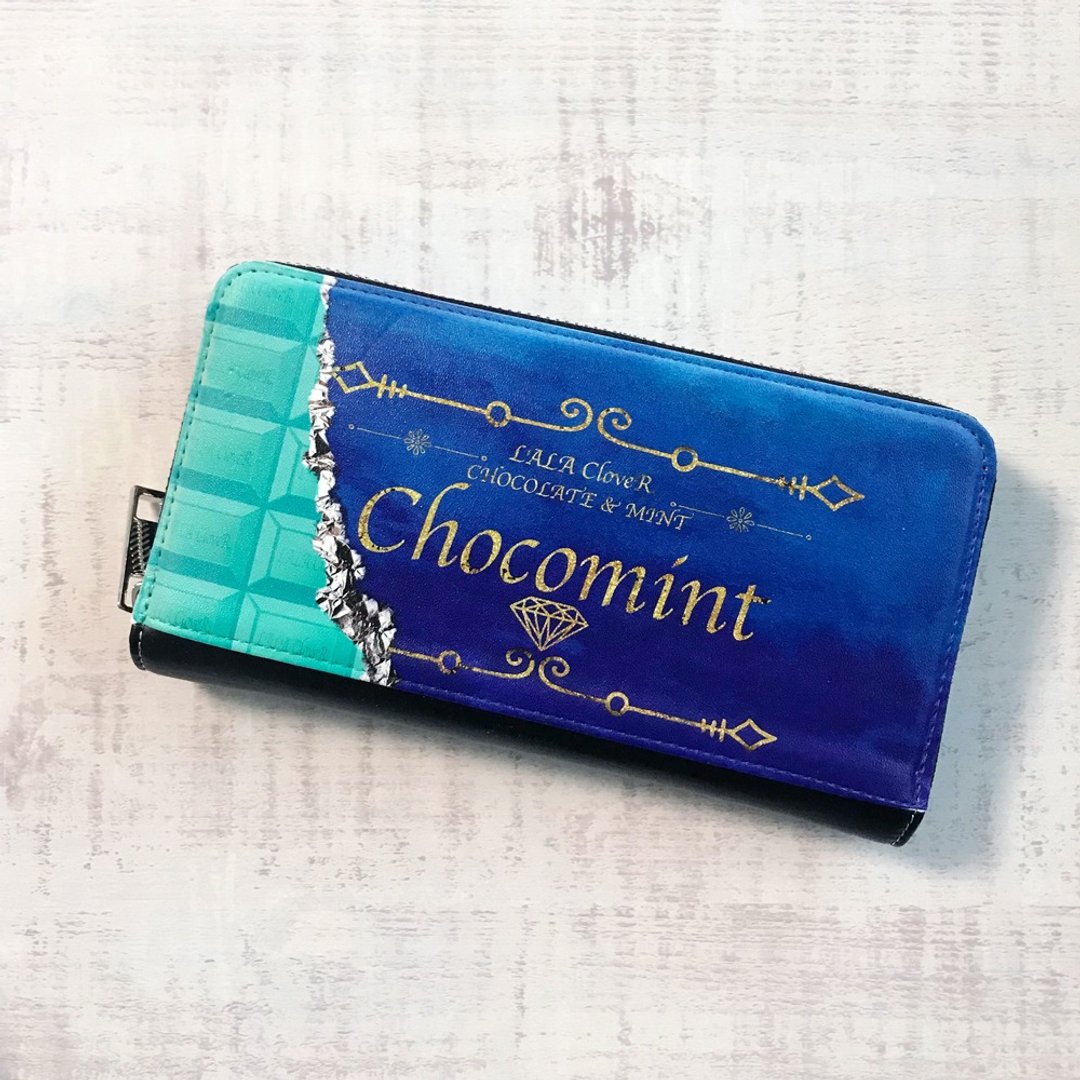 Long Wallet Mint / coin case / card case / chocolate / mintchocolate / Sweets - 皮夹/钱包 - 人造皮革 蓝色