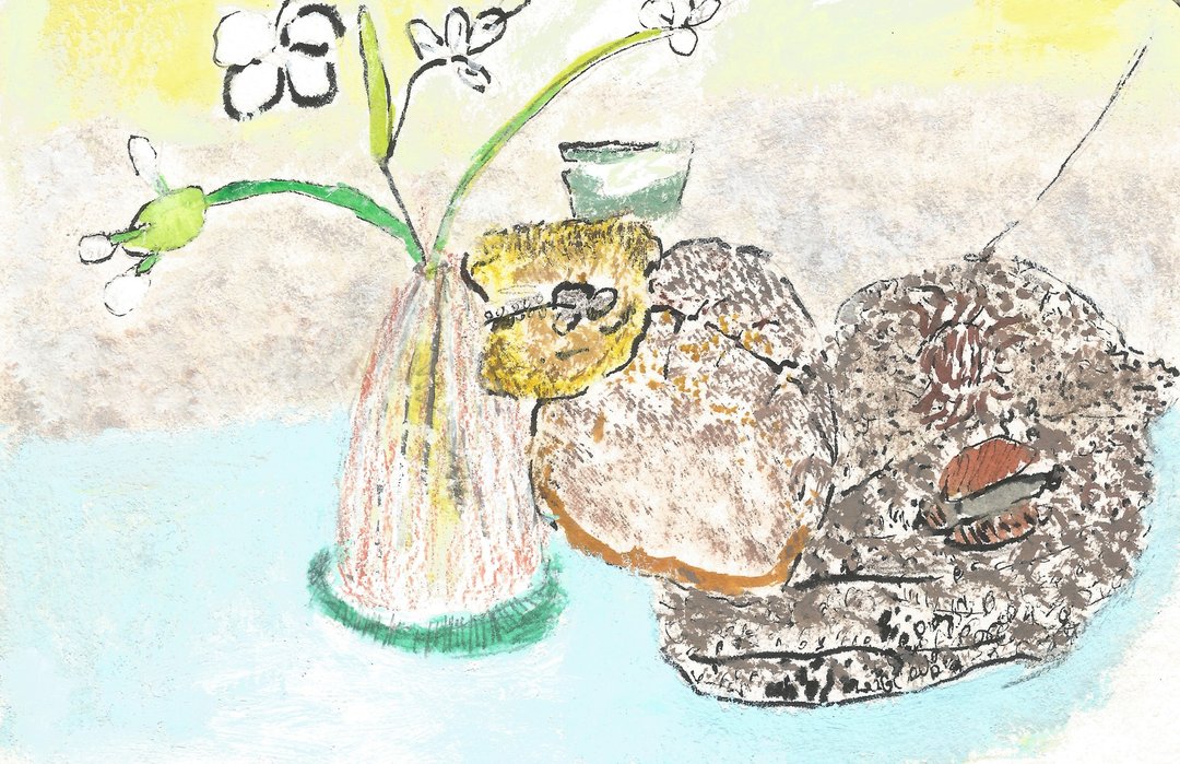 绘画作品--餐桌上的植物陈列 - 墙贴/壁贴 - 纸 