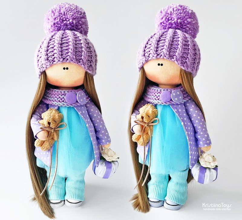 可定制的手工礼品娃娃 28 厘米 |纺织娃娃 |紫罗兰色装饰手工 - 玩偶/公仔 - 其他材质 紫色