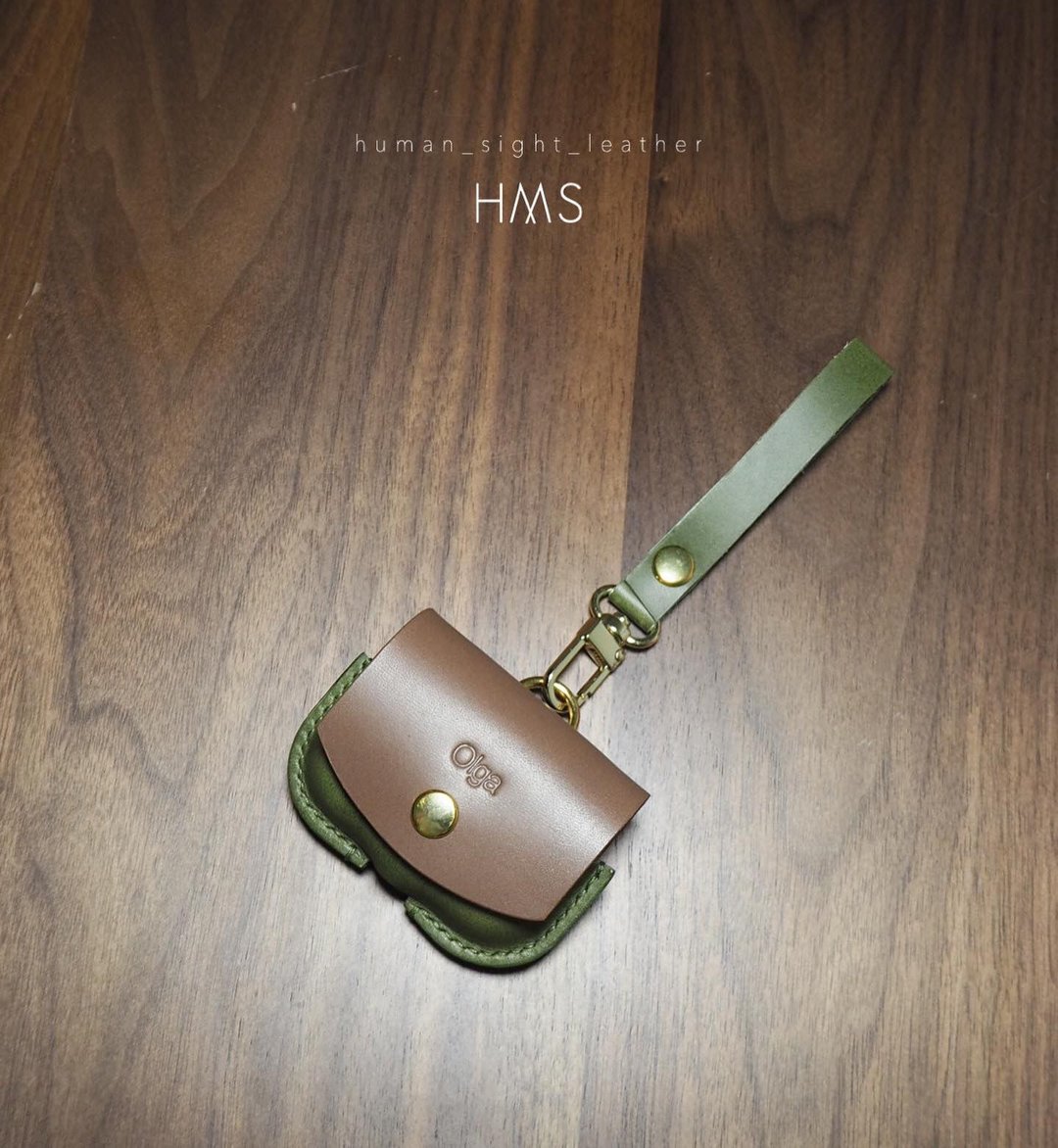 意大利植鞣牛皮AirPods 套 - 耳机收纳 - 真皮 咖啡色