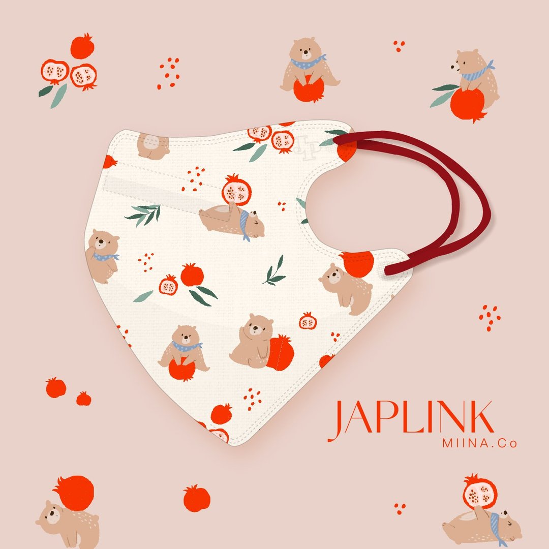【标准】JAPLINK HEPA 高科技水驻极 立体医疗口罩-石榴熊熊 - 口罩 - 聚酯纤维 红色