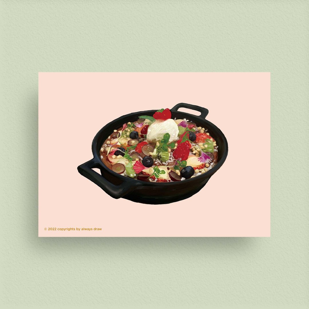 松饼明信片A - always eat 总绘吃系列 - 卡片/明信片 - 纸 粉红色