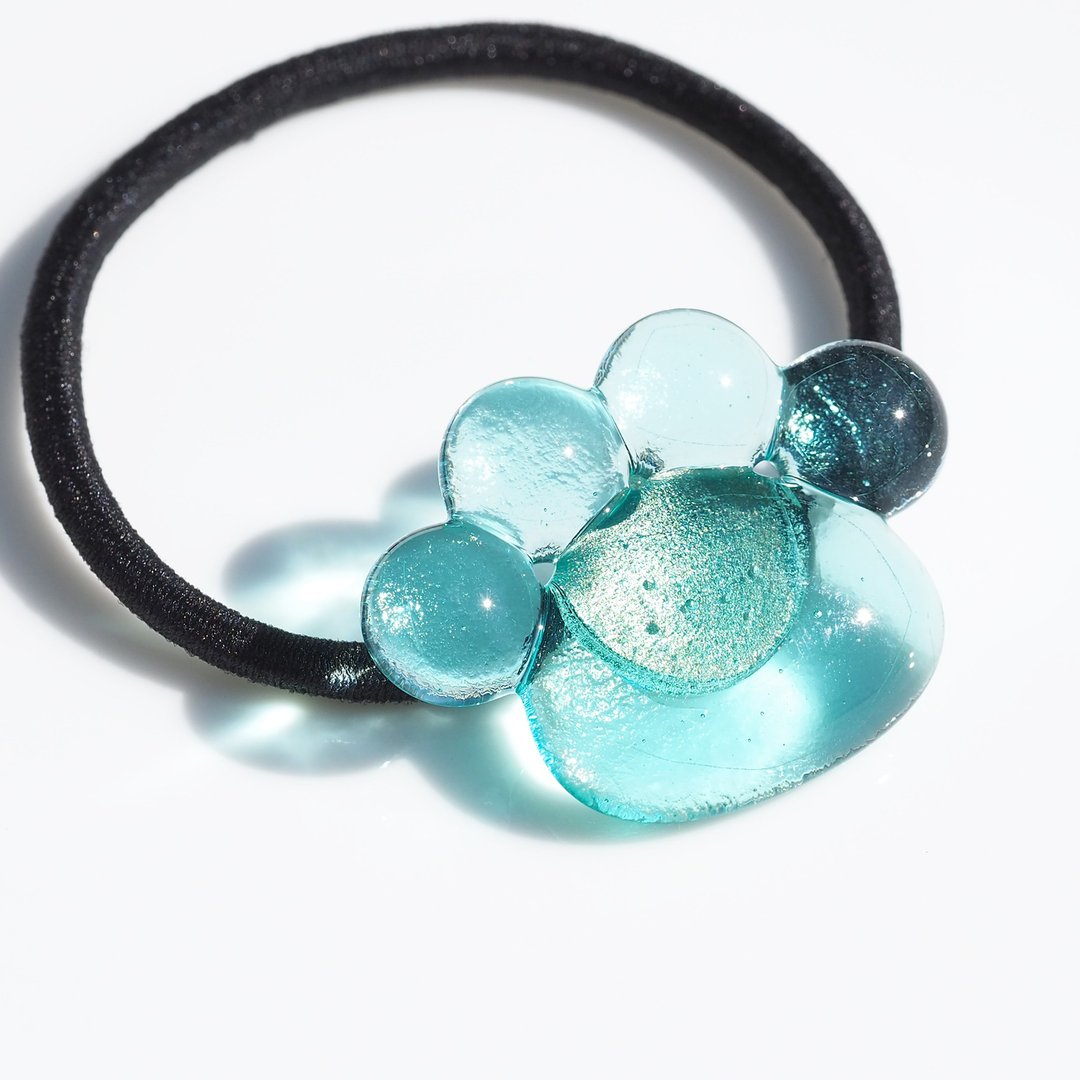 Dog, Cat, Paw Glass (Nikukyu [Blue]) Hair Band [Changeable to Pony Hook] [Made-to-Order] - 发饰 - 玻璃 蓝色