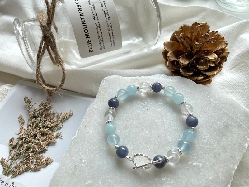 Queen's Craftwork蔚蓝海岸 天然海蓝宝丹泉石原创设计手链 - 手链/手环 - 水晶 蓝色