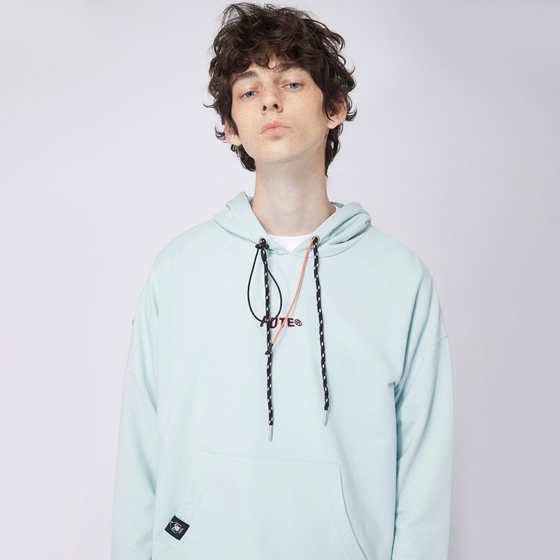 【中性款】中性款长袖连帽运动衫 / 薄荷绿 - 男装上衣/T 恤 - 棉．麻 绿色