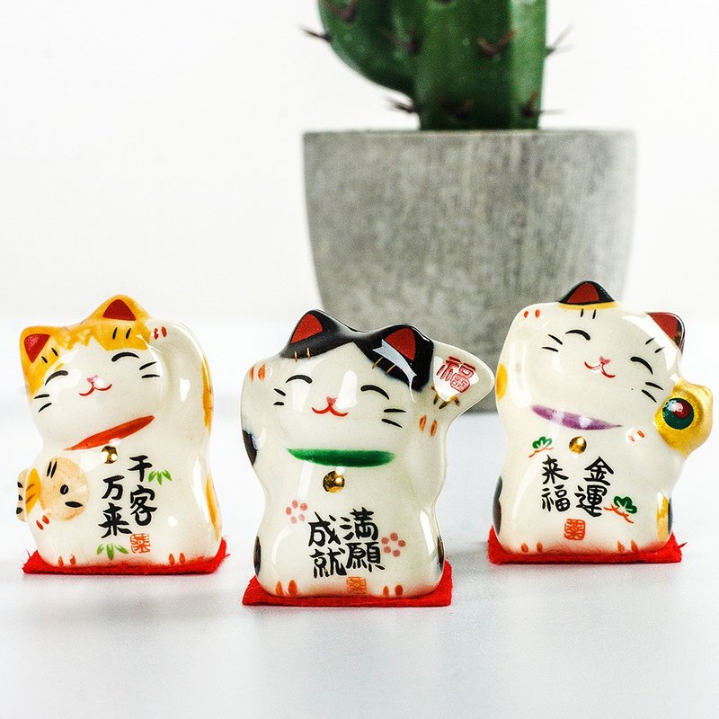 日本进口药师窑金运来福千客万来招财猫迷你陶瓷摆件小号摆件饰品 - 摆饰 - 陶 
