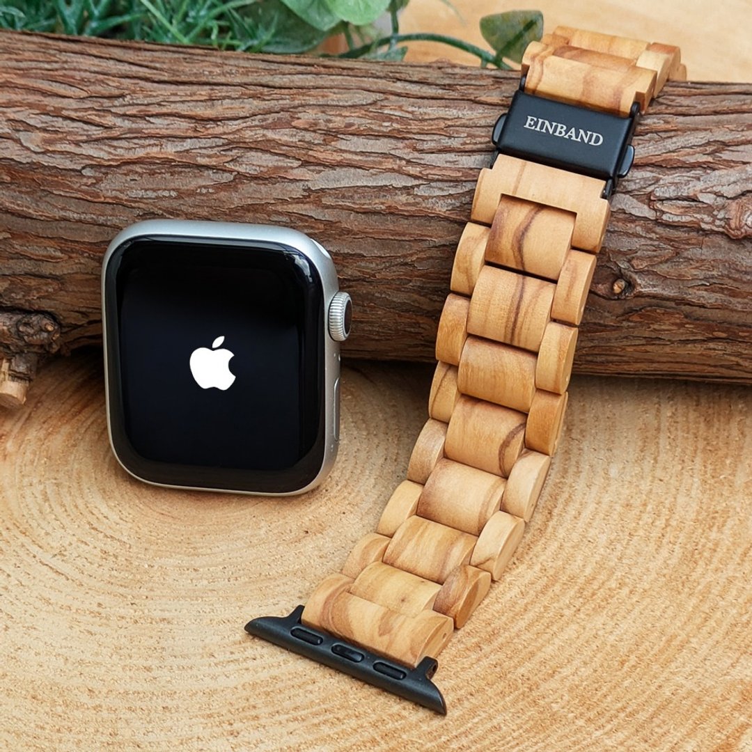 【木制表带】EINBAND AppleWatch 天然木表带 20mm Olive - 女表 - 木头 咖啡色