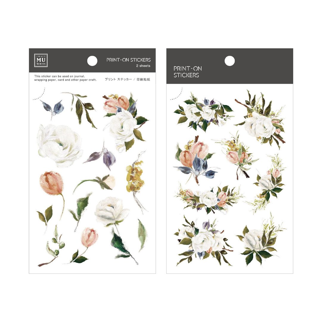 【Print-On Stickers】| 花草系列33-油画玫瑰 | 手帐好朋友 - 贴纸 - 其他材质 粉红色