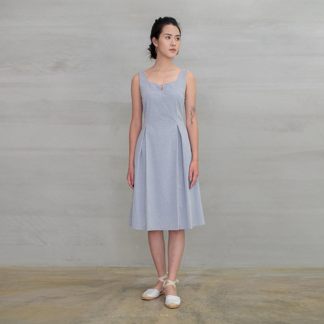 仲夏之旅菱心领洋装 Mid-Summer Sweetheart Neck Dress D197 - 洋装/连衣裙 - 棉 多色