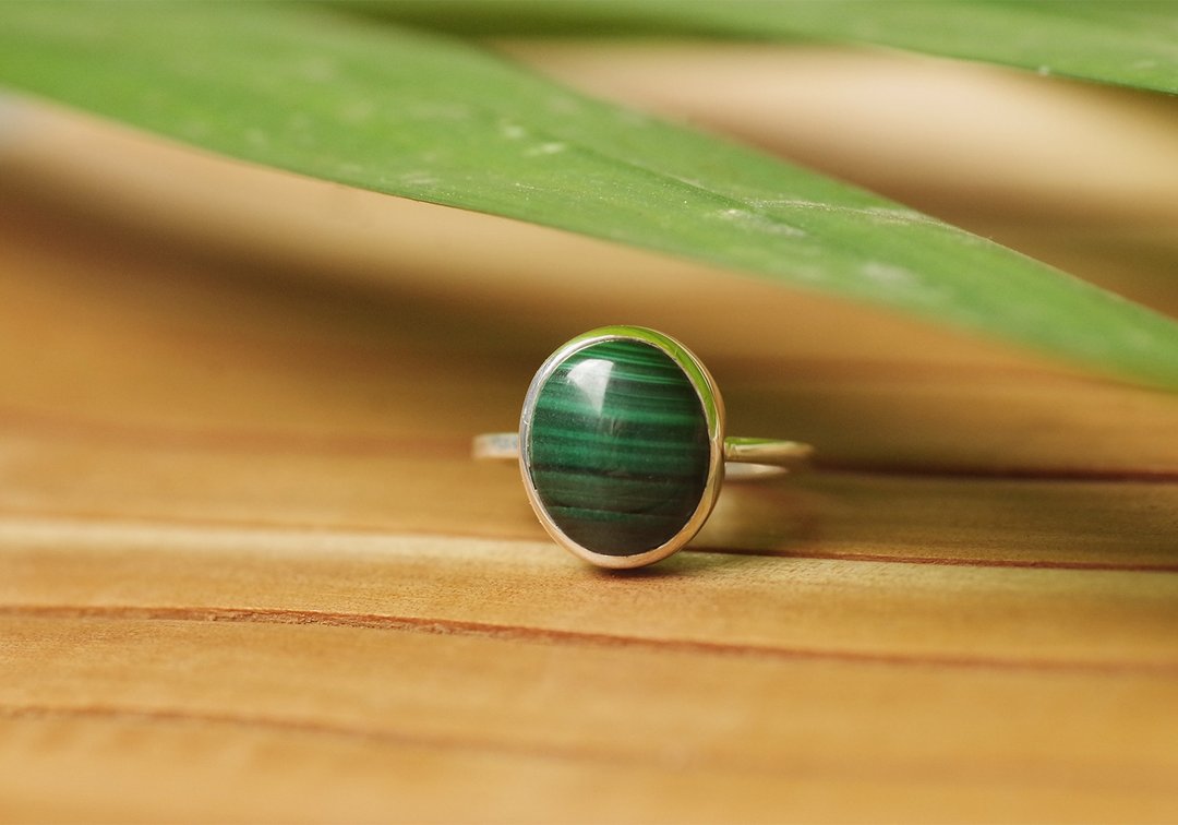 Malachite Silver ring - 戒指 - 宝石 绿色