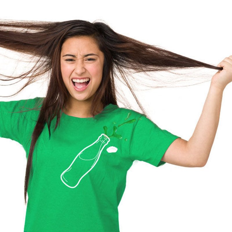 bottle T-shirt (GREEN) - 中性连帽卫衣/T 恤 - 棉 绿色