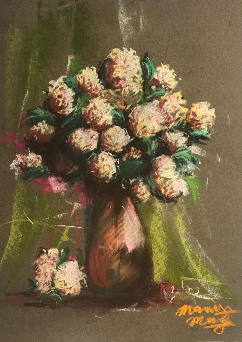 典雅精致的粉彩艺术画【花卉系列】 - 插画/绘画/写字 - 纸 橘色