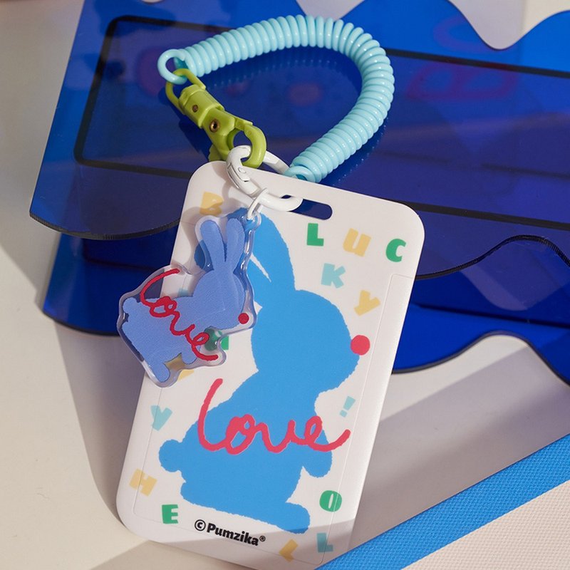 蓝白兔子插画卡套 兔子挂件工牌套 - 其他 - 其他材质 