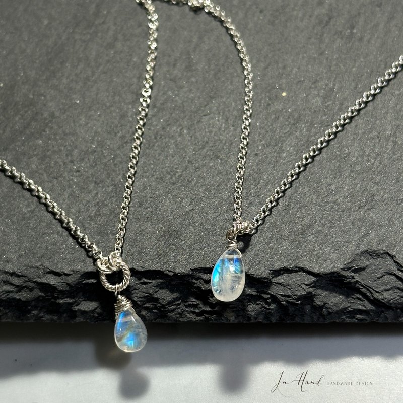 印度料月光石-纯银项链系列-B C 款 - 项链 - 水晶 银色