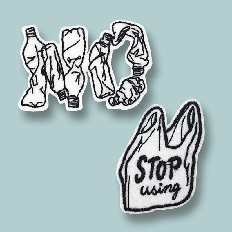 向塑胶说不刺绣布贴 - 徽章/别针 - 绣线 