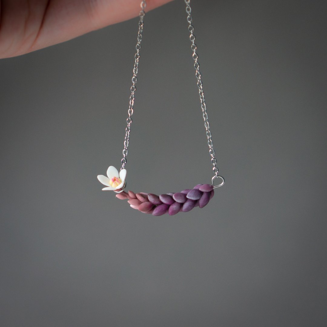 Purple sedum succulent necklace - 项链 - 其他材质 紫色