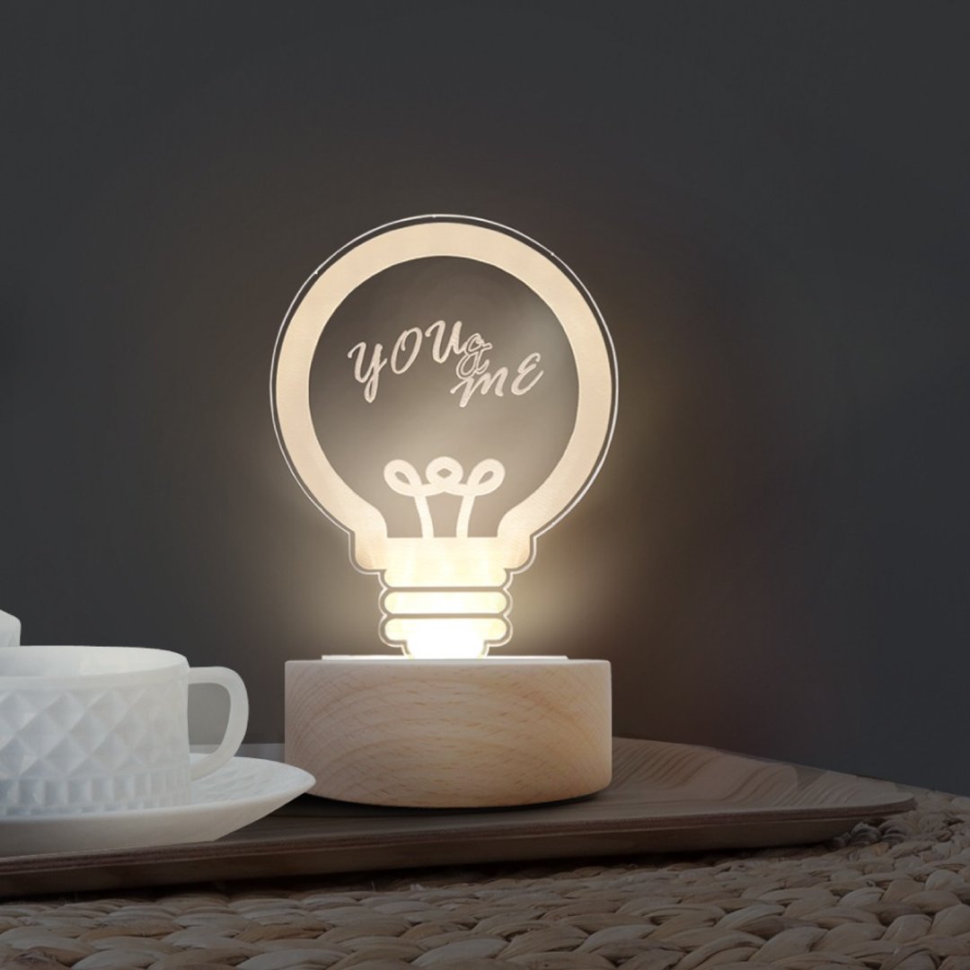 工業風燈泡(療癒 溫馨 送禮小物 床頭燈 檯燈 夜燈 3D小夜燈) - 灯具/灯饰 - 塑料 透明