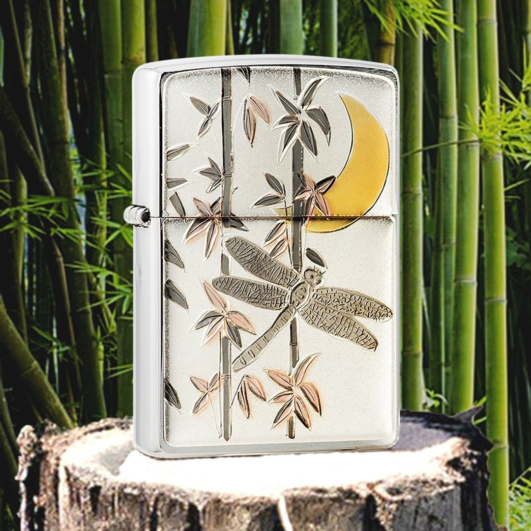 【ZIPPO官方旗舰店】日本传统风格-竹林蜻蜓防风打火机 ZA-5-82A - 其他 - 铜/黄铜 银色