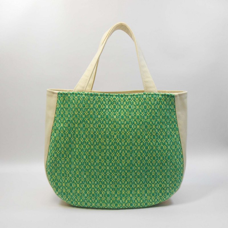 手织布-磁扣手提包05 - 手提包/手提袋 - 棉．麻 黄色