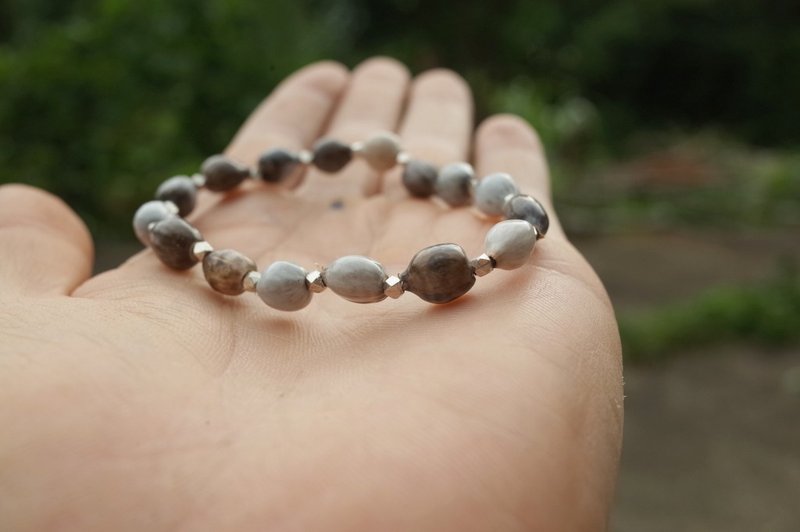 陆地贝珠 大地 薏苡草菩提 925纯银 手环 手链 - 手链/手环 - 植物．花 银色