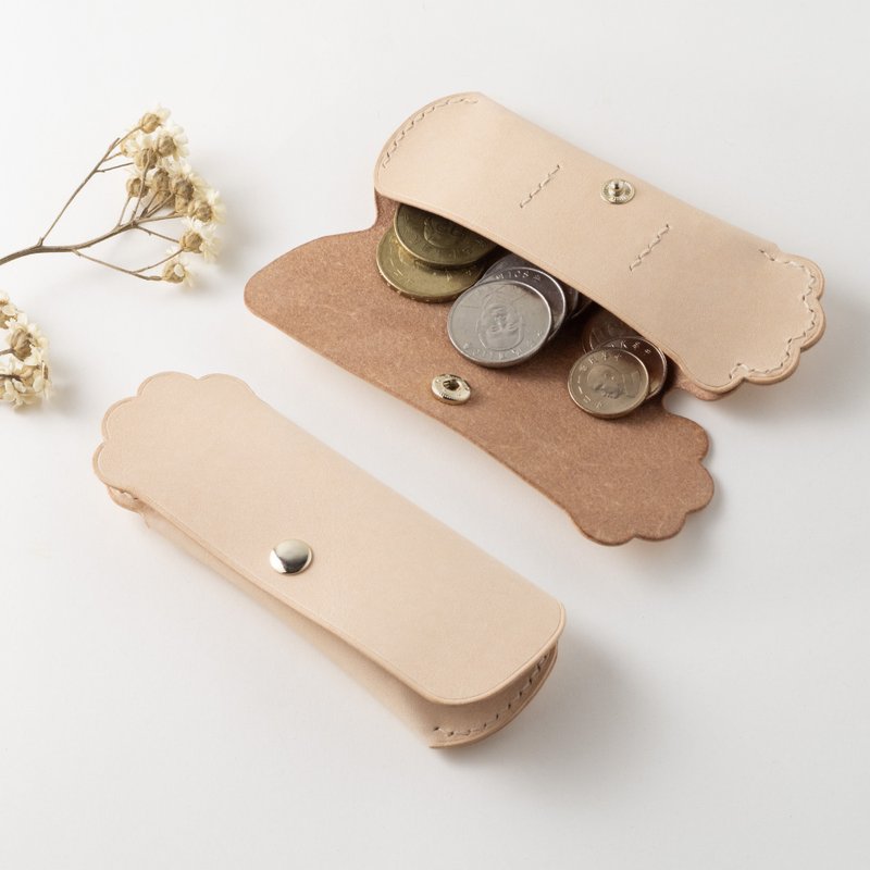 钱钱来 猫手皮革零钱包 -原创设计- 全手工 可自选配色 植鞣革 - 零钱包 - 真皮 卡其色