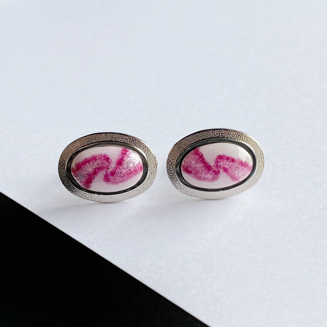 Andromeda [Sakura Sakura] Cufflinks Cufflinks Pure Silver Foil Chirashi Cloisonne - 袖扣 - 其他材质 粉红色