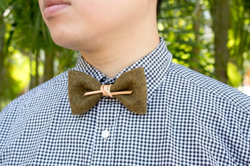 煲呔 Bowtie 领结 领带 伴郎礼 皮革 复古风 毛毡布 - 领带/领带夹 - 其他材质 绿色