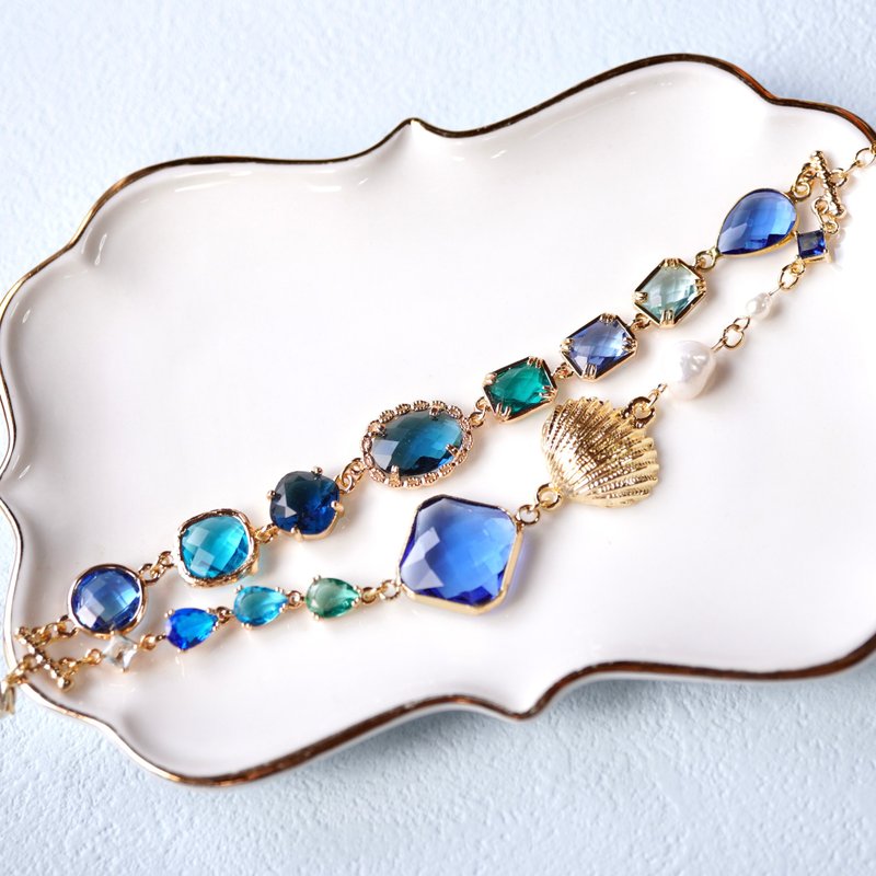 海洋宝石手链 - 手链/手环 - 玻璃 蓝色