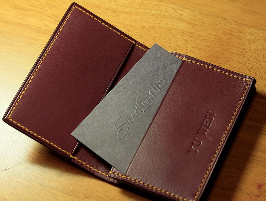 Square Card holder 极简风名片盒 - 名片夹/名片盒 - 真皮 紫色